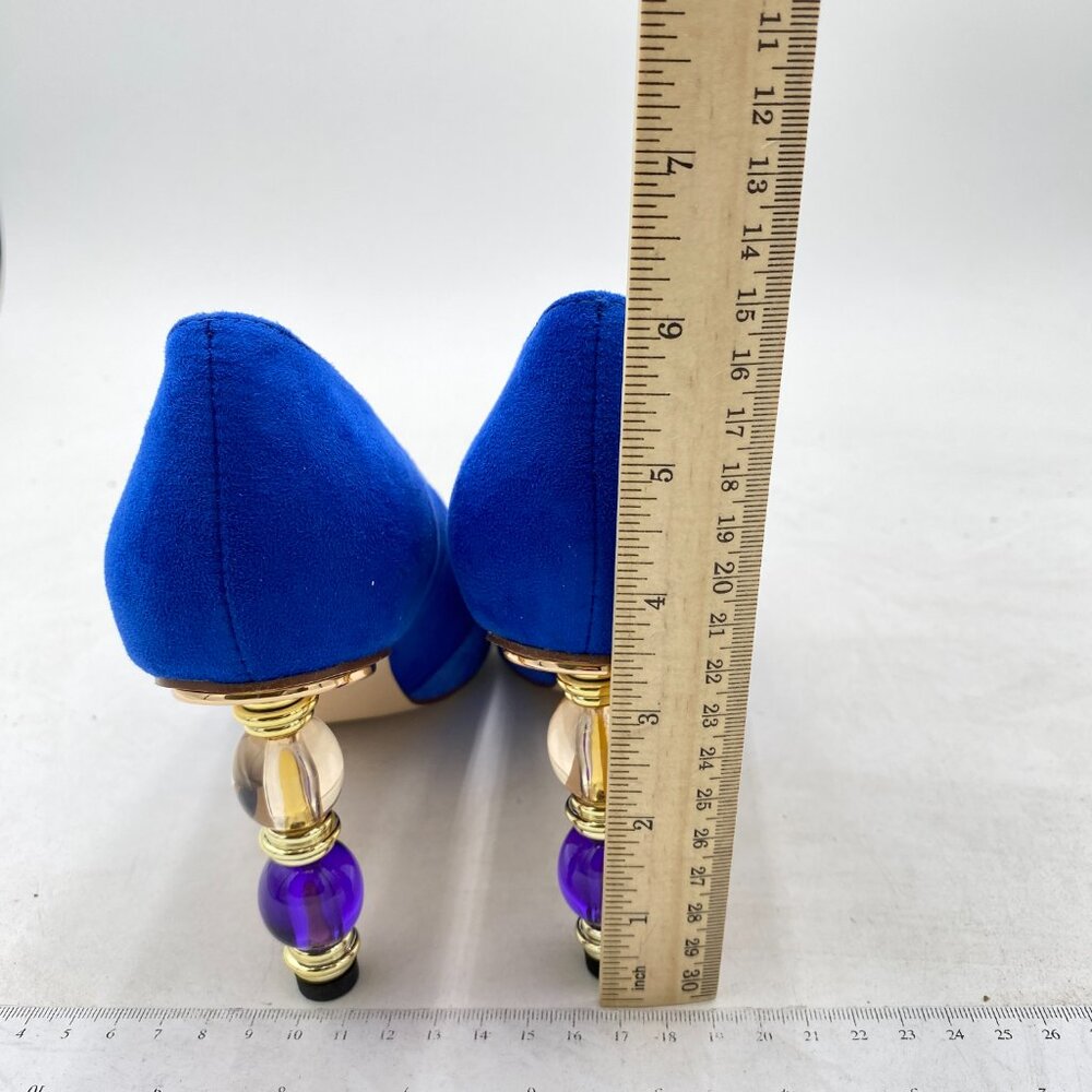 Fowt Blue Gradient Wave Pattern Pointed Toe Jewel… - image 4